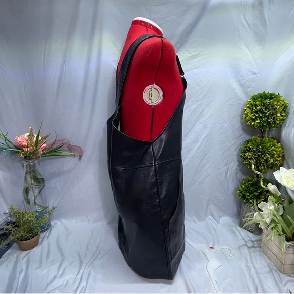 Daphne" Vegan Leather overal dress with adjustable snap bottom shoulder straps - Picture 6 of 12